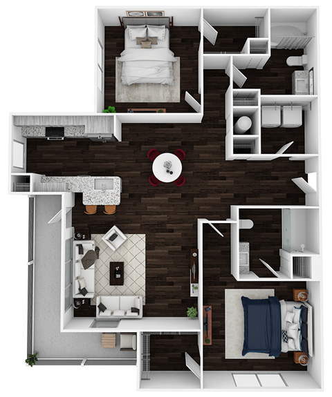 B2A - 1218sf Floor Plan at Artesia Big Creek, Georgia